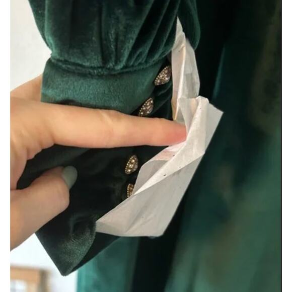 NWT Lady Gang Green Velvet Wrap Dress‎ Holiday Rich Maxi Christmas Party Dress - Picture 14 of 16